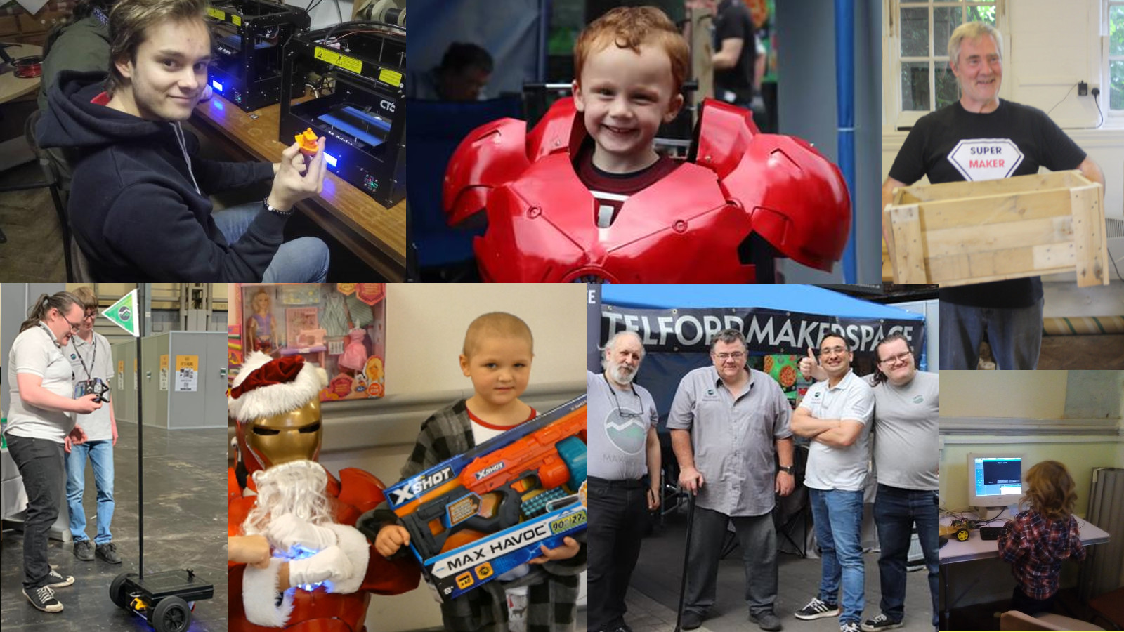 Collage of pictures of Telford Makerspace past events